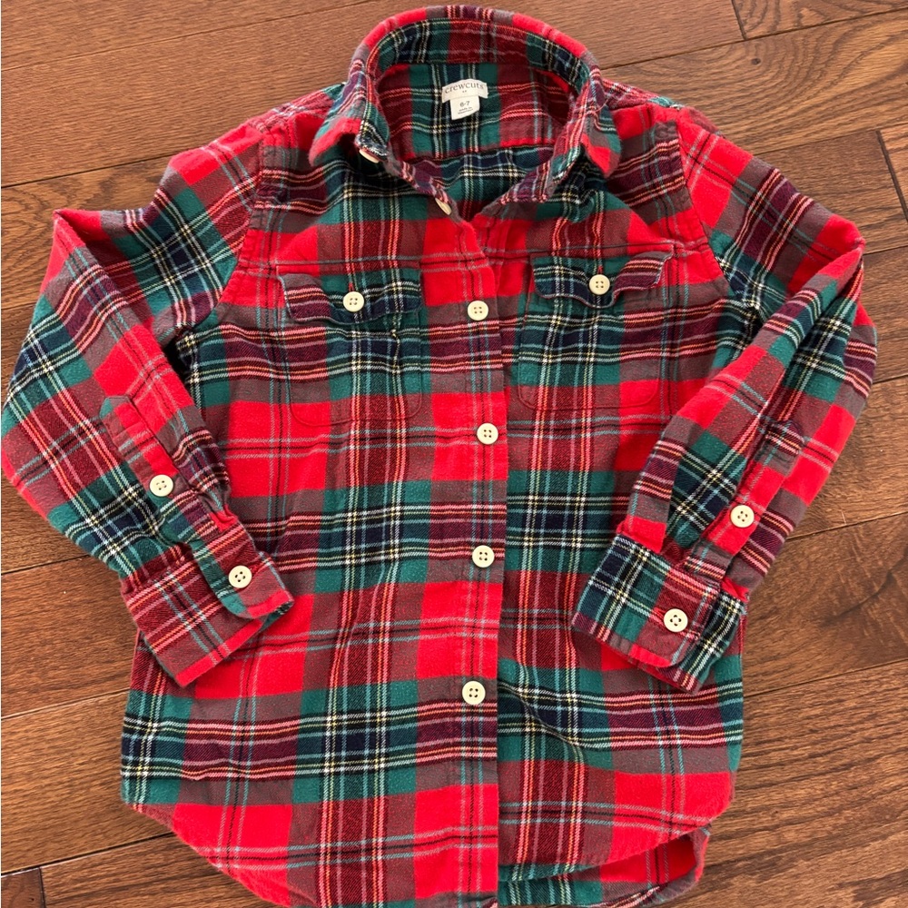 Crewcuts Red and Green Plaid Button Down Shirt